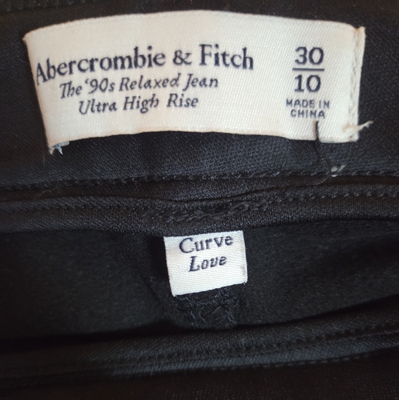 Abercrombie & Fitch Curve Love 90s Relaxed Ultra High Rise Leather Black Pant 10 - Picture 6 of 6